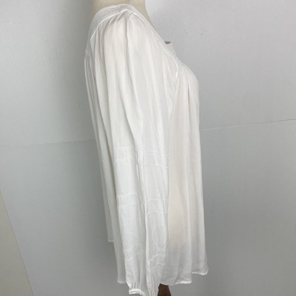 Witchery Size 10 Women's Top Blouse White Relaxed Long Sleeve - Picture 6 of 11